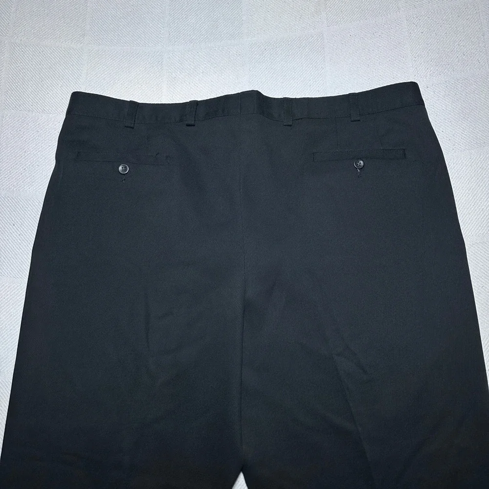 Coppley Dress Pants Men 42R Miami Flat Front Cuffed Microfiber Poly Tencel Black